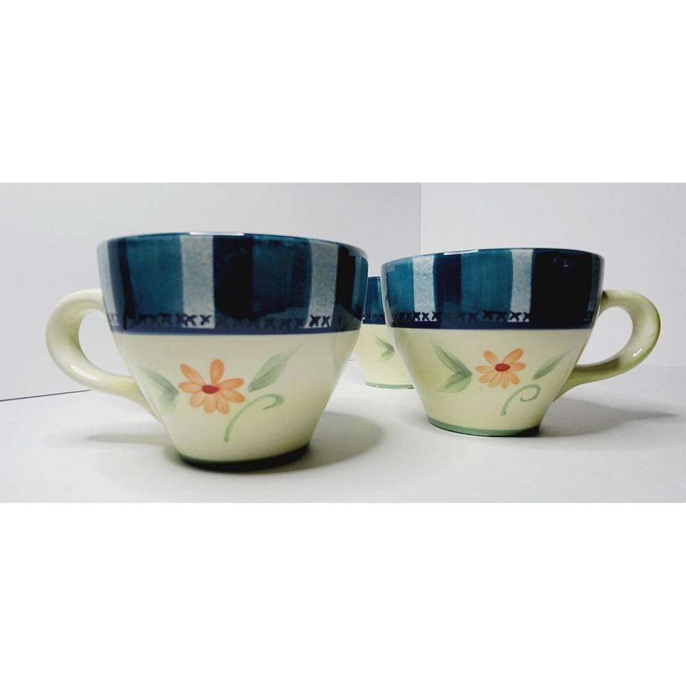 Pfaltzgraff VERONA Ceramic Green Floral Coffee Tea Cups Mugs - Set of 4 K1